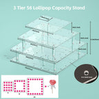 Clear Acrylic Cake Pop Stand Lollipop Display Holder Tower 56 Hole 3 Tiered Candy Tree for Party Decorating Wedding Events Supplies 10 in