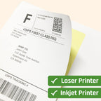 White printable sticker labels, 2x4 inches, laser and inkjet compatible, 30 sheets with 10 labels per page, TownStix brand.
