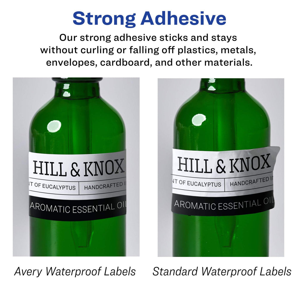 Avery Printable Durable White Rectangle Labels, Sure Feed Technology, 1" x 2", Print-to-the-Edge, Waterproof Labels, Laser & Pigment-Based Inkjet Compatible, 240 Total 240 labels