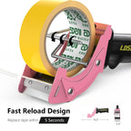 2 Pcs Rapid-Replace Packing Tape Dispenser Guns with Extra Blade, 2IN(50mm) Lightweight Ergonomic Industrial Handheld Heavy Duty Tape Cutter for Carton, Packaging and Box Sealing Pink
