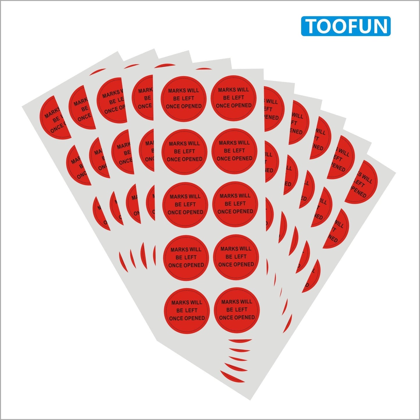 Evident Security Stickers，2"x 2" Round TOOFUN Safety Prevent Opened Labels "Marks Will Be Left Once Opened" Label (10 Sheets, 100 Labels/Red Color) 2"x 2" Round Mark Labels 100pcs