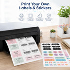 DeBaio Printable Sticker Paper for Inkjet Printer, 100 Sheets 11"x8.5'' Matte Sticker Printer Paper Full Sheet Labels for Laser/Inkjet Printers, Letter Size, Strong Adhesive 11"*8.5"