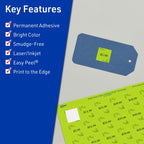 Avery Printable Square Labels, Sure Feed Technology, 1" x 1", Bright Green Labels, Print-to-The-Edge, Laser/Inkjet Printable, 1,920 Total, Great for Soaps and QR Codes 1,920 labels