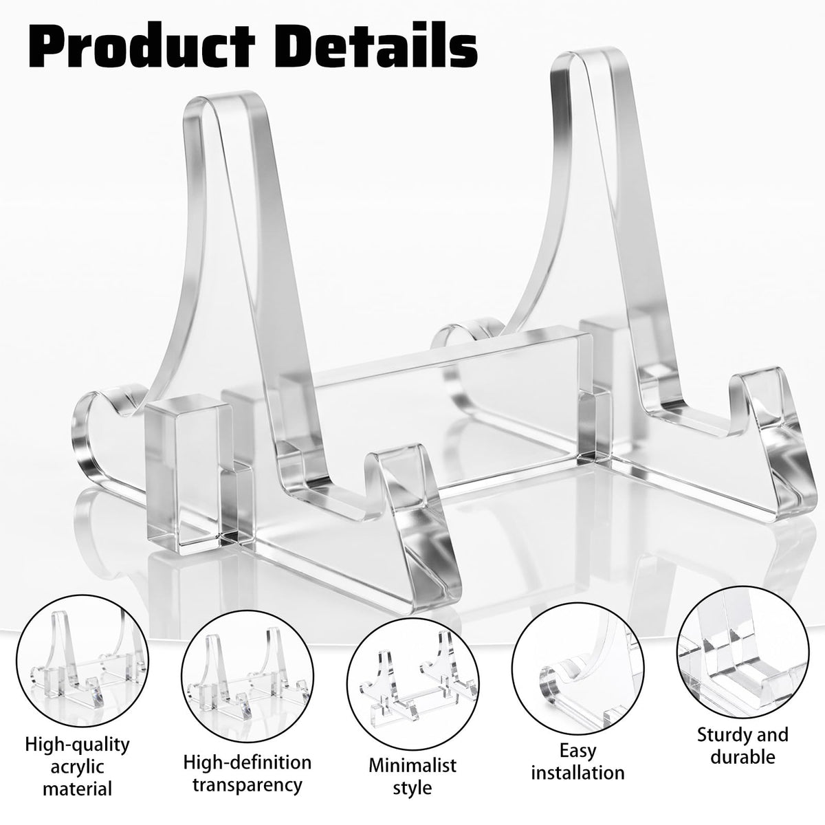 2pcs Small Plate Stand for Display Acrylic Plate Holder 2.36 inch