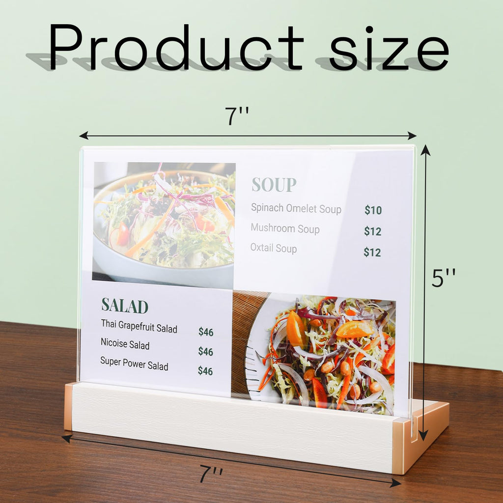 3Pack Acrylic Sign Holder 5X7 for Wedding Anniversary Party, Horizontal White Tabletop Sign Display for Business Restaurant/Hotel/Table Number Plate/Name Holder