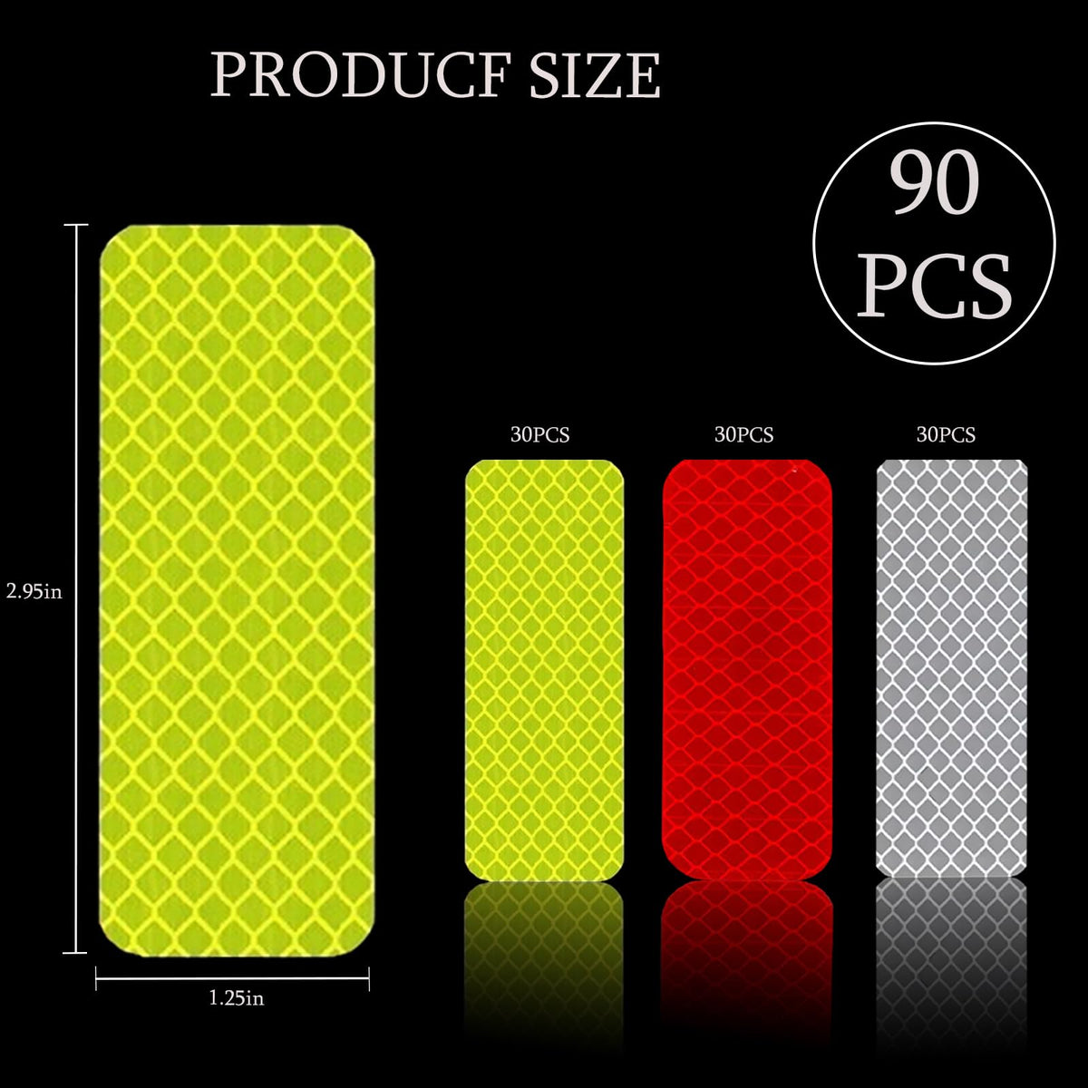 Reflective Stickers - 90 PCS High Visibility Reflective Tape Waterproof Strips Bulk Safety Warning Tape for Car Motorcycle Bike Trailer Helmet Mailboxes & More, 1.18 x 3.15 Inch