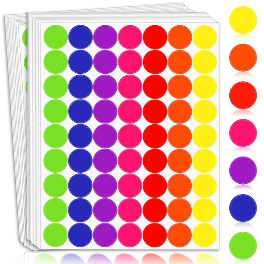 Colored Dot Stickers 1 Inch, Circle Stickers Round Color Coding Dots Markers Sticker, 1575 PCS Removeable Sticky Labels Stickers Dots for Toddlers Students Office Classroom in 7 Assorted Colors 7 Colors-1575 Pieces