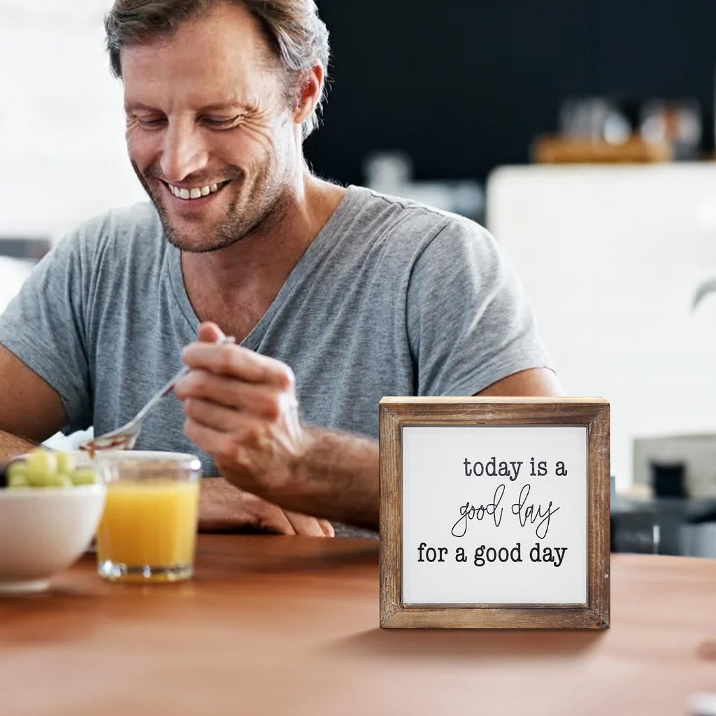 Today is A Good Day for A Good Day Inspirational Wood Box Sign for Home Decor,Freestanding Mini Wood Block Sign for Desk,Shelf or Wall Display 6" x 6" x 1.57" Today is a Good Day