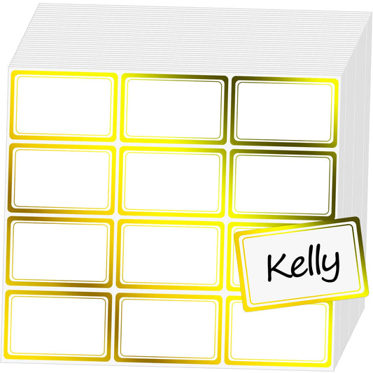 Gold Foil Name Tags, 3" x 2" 240 Pcs Name Tags Stickers, Adhesive Name Tag Labels,Blank Sticky Sticker Name Tags for Clothes, Party, School, Office, Presents, Gifts