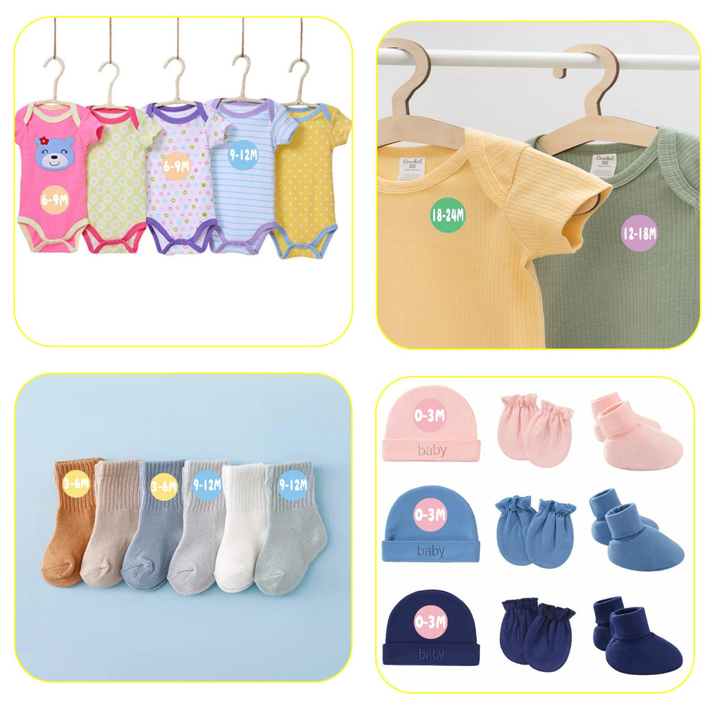 360 PCS Baby Clothing Size Stickers for Nursery Drawer(0-24 Months)