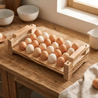 Egg Container Wooden Stackable Egg Tray Countertop Organizer Space Saving Egg Display Crates Restaurant