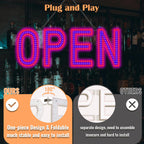 LED Open Signs for Business, exTopGoal 30"x10" Large Ultra Bright Open Sign with Remote Control, Dimmable Business Open Sign for Store Shop Storefront Window Door Wall- Red&Blue Red & Blue 30" x 10"