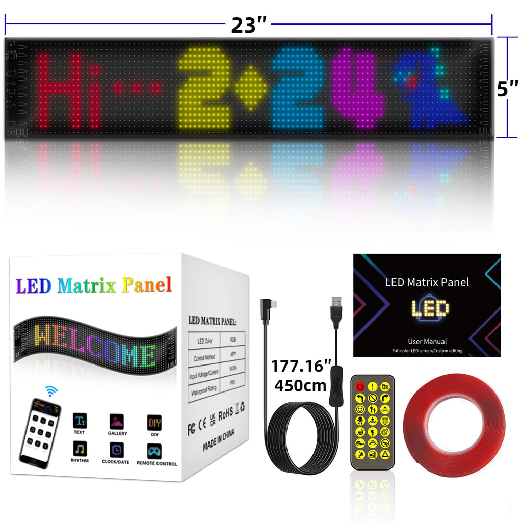 Large Custom LED Sign, Jumbotron Devil Eyes for Truck Social Windshield 23''x5''