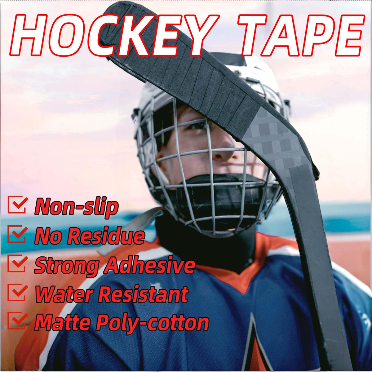 Hockey Tape, Multipurpose Cloth Tape Grip Tape for Lacrosse Stick, Baseball & Softball Bats, Rackets, Pullup Bars, Gardening Tools, Gym, Sports Handle (White) White