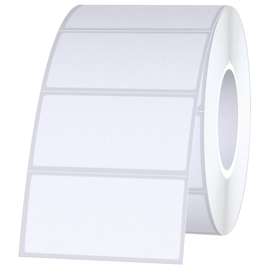 2x1 Thermal Labels Waterproof Thermal Sticker Labels with Perforated Line, 1000 Sheets/1 Roll, White 2"x1"-1000 Labels
