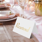 Reserved Table Signs for Wedding 20 Pack Elegant Gold Place Cards 3x4