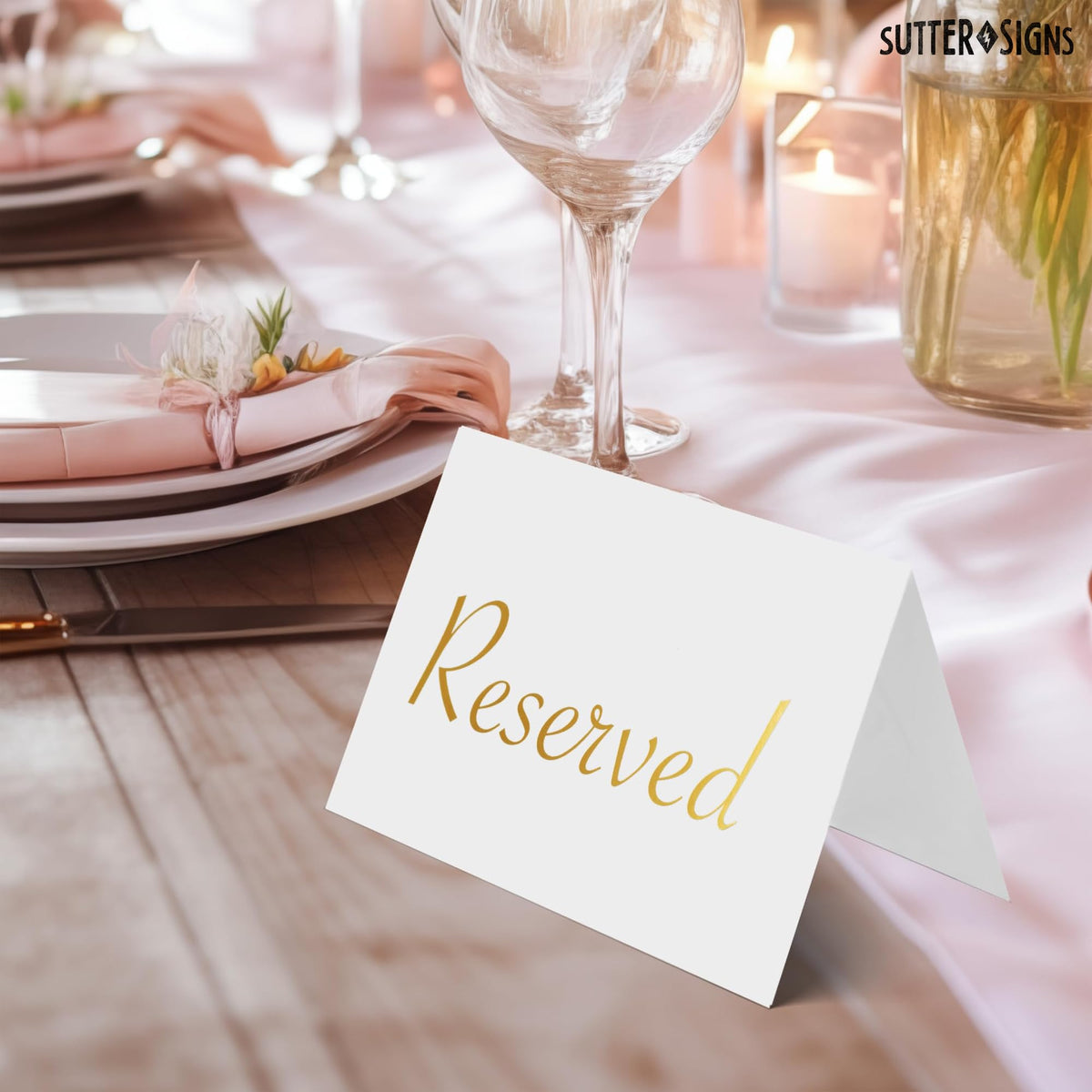 Reserved Table Signs for Wedding 20 Pack Elegant Gold Place Cards 3x4