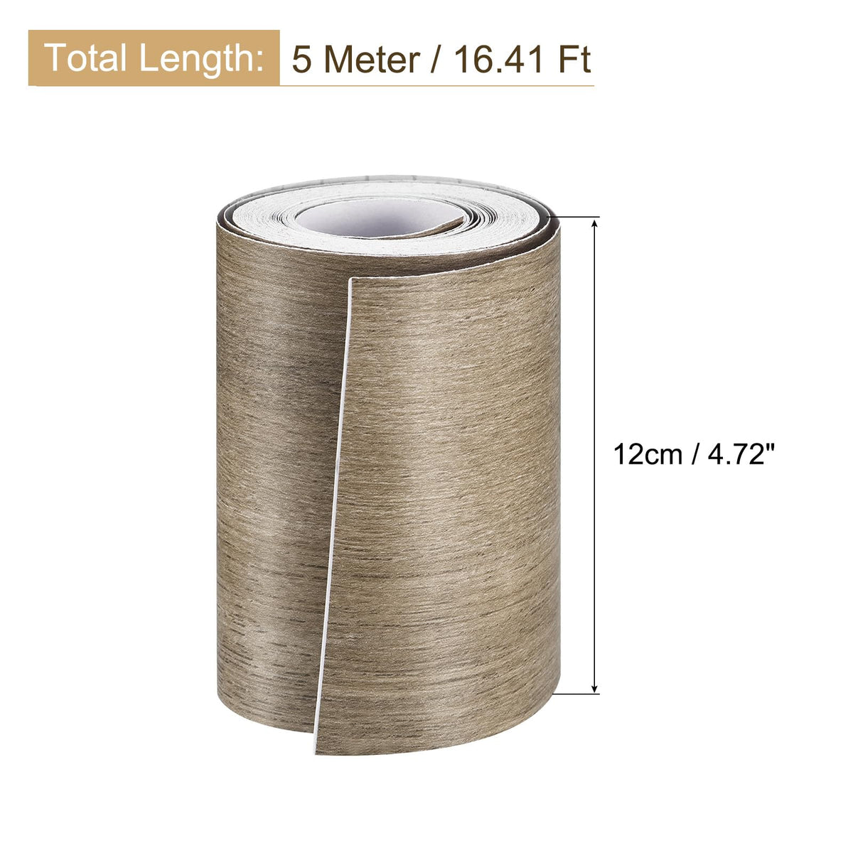 uxcell Wood Grain Tape, 4.72" x16 Ft Wall Paper Border Sticker Self-Adhesive Wood Grain Repair Patch with Scraper for Wall Corner Table Door Sofa Furniture Home Decor (Grey) 4.72"x16Ft Grey