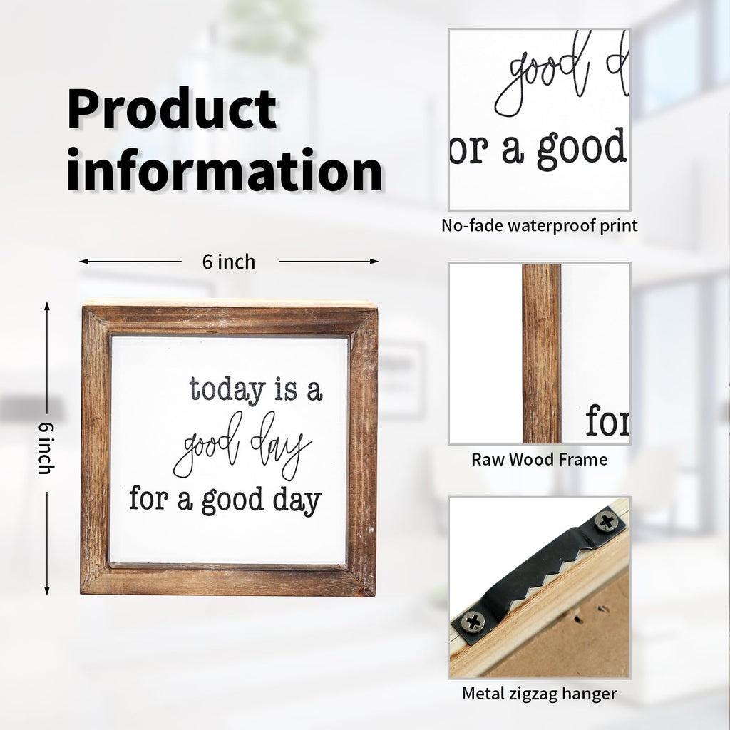 Today is A Good Day for A Good Day Inspirational Wood Box Sign for Home Decor,Freestanding Mini Wood Block Sign for Desk,Shelf or Wall Display 6" x 6" x 1.57" Today is a Good Day