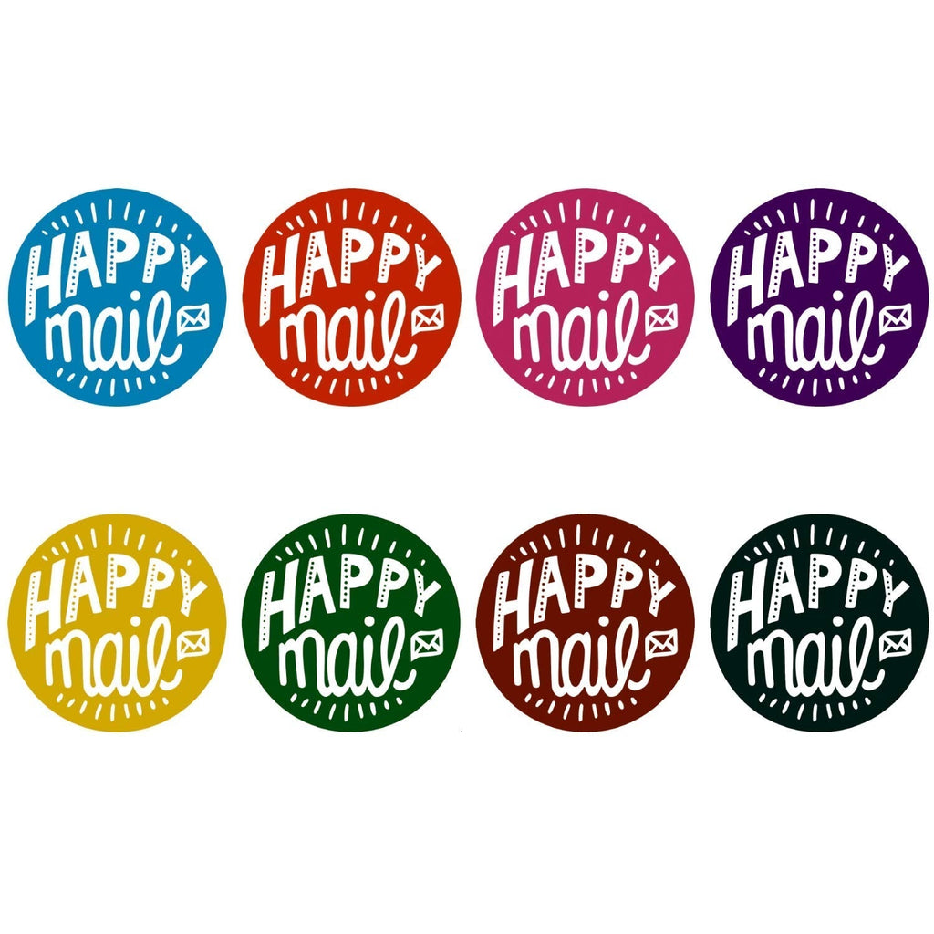 WRAPAHOLIC Happy Mail thank you stickers, colorful 1.5-inch shipping labels, 8 designs, 1000 total adhesive labels for packages