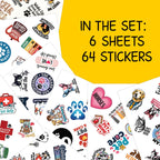 64pcs Veterinary Stickers - Cute Animal Care Vinyl Decals Pack for Vets, Students & Pet Lovers - Perfect for Phone Cases, Laptops, Luggage, Picnic Crafts, and Daily Decoration