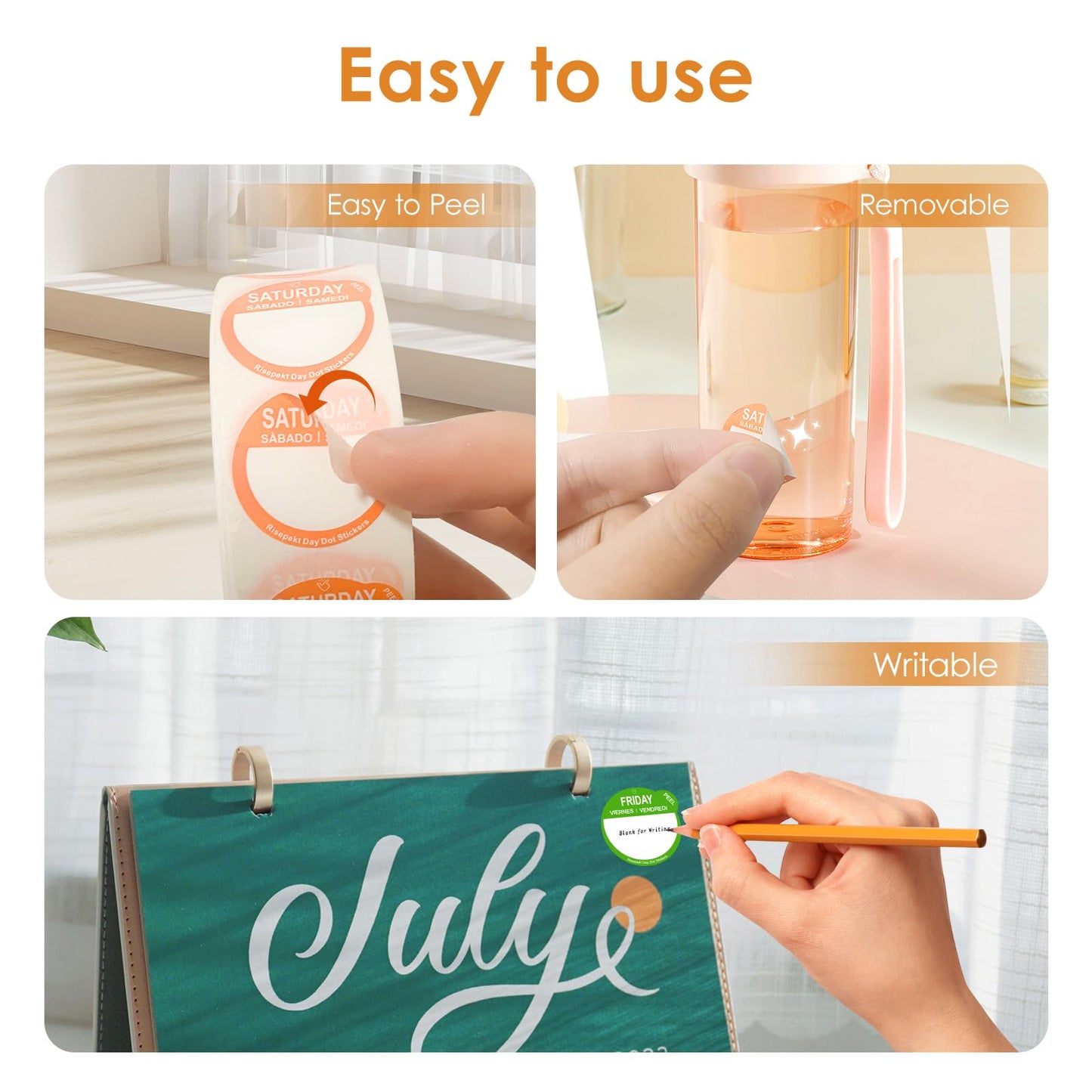7000 Pcs 1 Inch Risepekt Removable Day of The Week Labels for Inventory Management (Monday-Sunday), Easy to Peel Day Labels for Restaurant Kitchen Containers, Self Adhesive Day Dot Stickers (7 Rolls) Risepekt Removable Day Labels