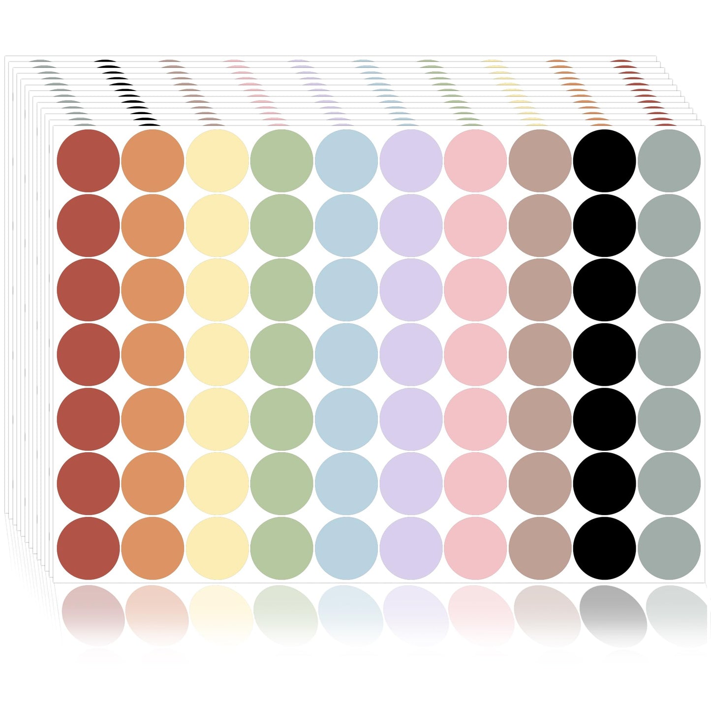 1400 Pcs Boho Rainbow Colored Dot Stickers, 3/4 Round Color Removable Coding Labels, 10 Boho Color Circle Lable Sticker for Office, Classroom