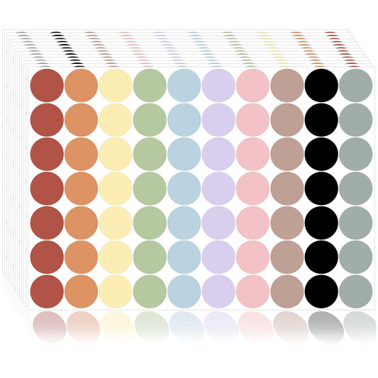 1400 Pcs Boho Rainbow Colored Dot Stickers, 3/4 Round Color Removable Coding Labels, 10 Boho Color Circle Lable Sticker for Office, Classroom