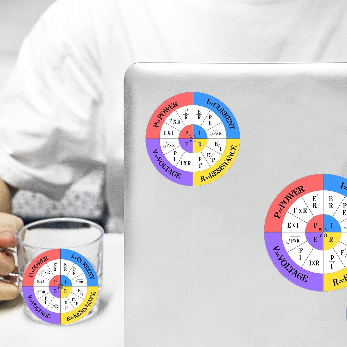 3 Inch Ohms Law Sticker Vinyl Ohms Law Wheel Diagram Electrical Electronics Engineer School Chart Stickers - Die-Cut Waterproof Vinyl Sticker for Hard Hat Laptop Water Bottle Decals 8 Pack