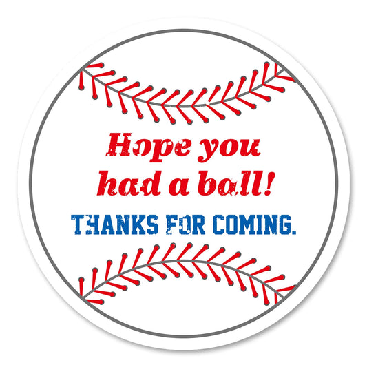 Baseball Thank You Stickers, 40 2 Inch Baseball Themed Baby Shower Or Birthday Party Sticker Labels