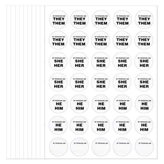 Pronouns Stickers Decal - 10 Sheet Gender Identity Pronoun Stickers They Them She Her He Him Round Vinyl Decals for Conference Badges, Name Tags, Party and Work Supplies