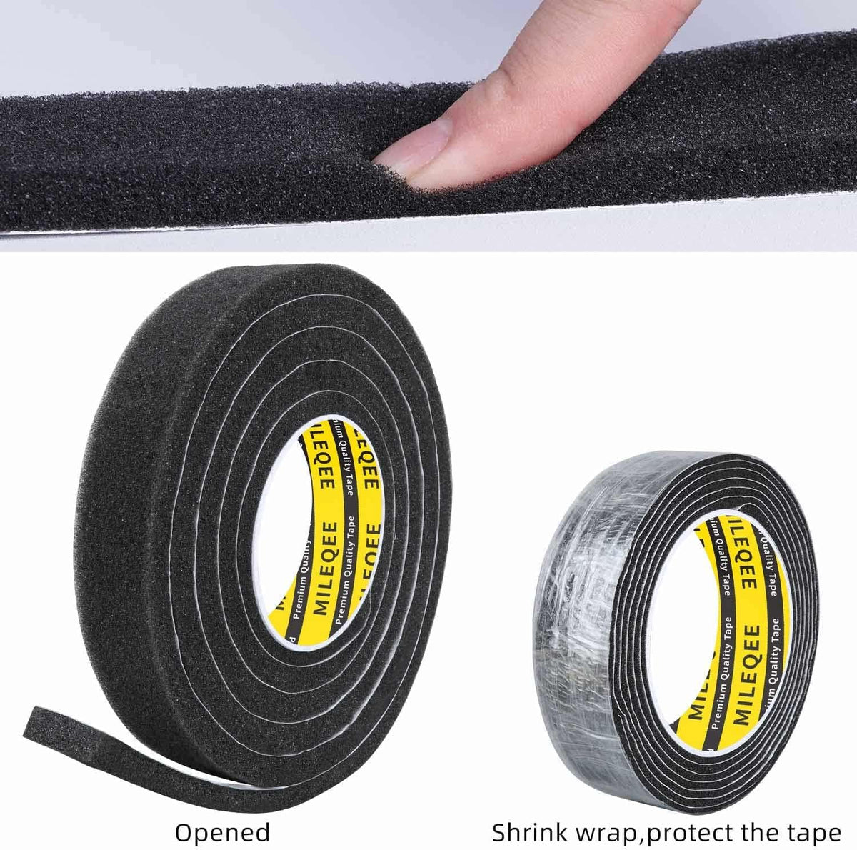 Single-Sided Adhesive Foam Tape Low-Density, Super Soft Easy Adjust Sealing Strip for Window Door Air Gap, Sponge Draft Blocker and Sound Reducer, 1.96in x 6.6FT Black 1PACK 1.96in x 6.6FT