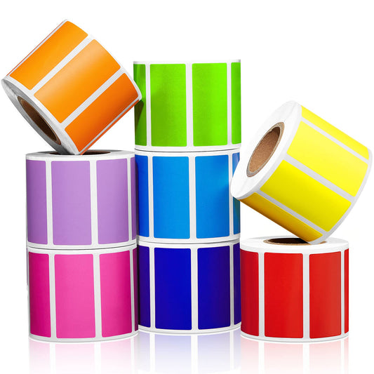4000 Pieces Rectangular Colored Labels Stickers 1.57 x 0.75 Inch Assorted Color Coding Labels Rolls Adhesive Solid Tags for Inventory Organize, File Classification