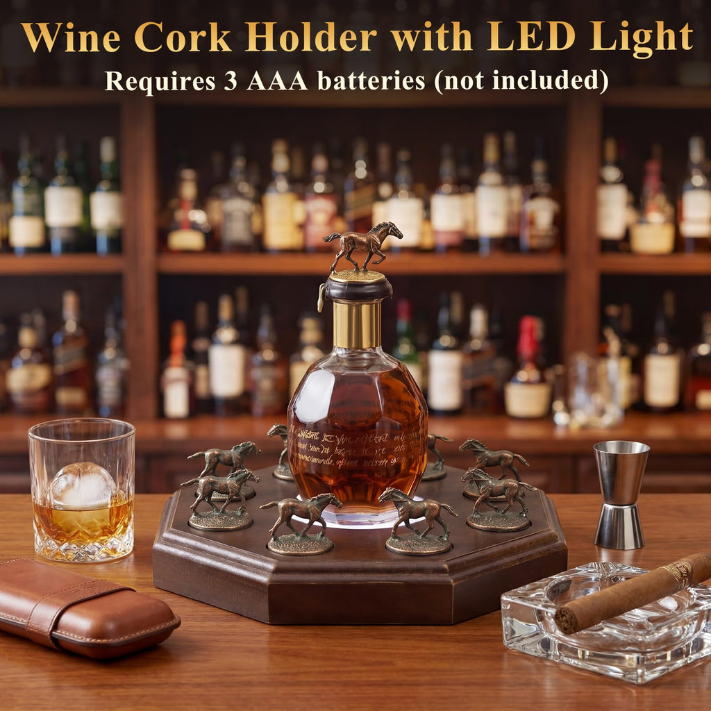 Hushee Bourbon Stopper Display with LED Light, Fit 8 Horse Only Holder