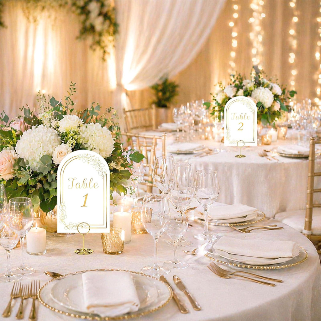 Gold Table Numbers 1-20 with Place Card Holders, Table Number Holders