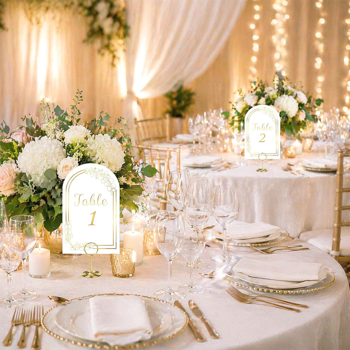 Gold Table Numbers 1-20 with Place Card Holders, Table Number Holders