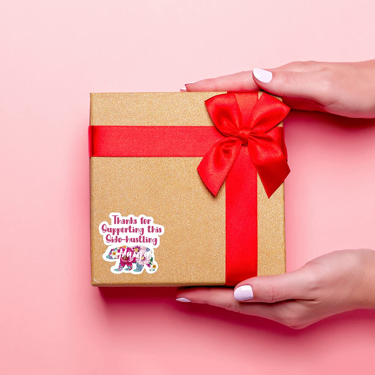 Littlefa 1.5” Thanks for Supporting This Side Husting Mama Stickers,Thank You Sticker,Bakeries Stickers,Small Business Sticker,Gift Bags Packaging 500 PCS