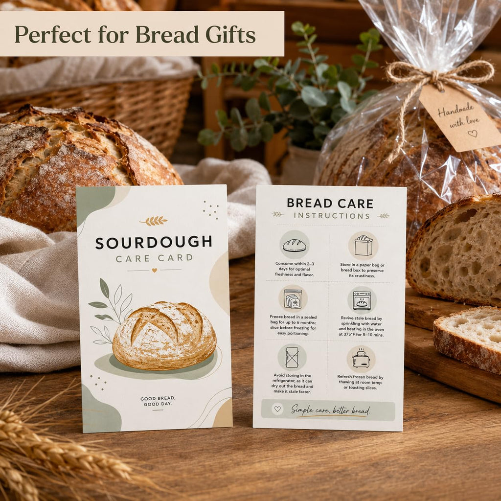 100 Sourdough Bread Care Instruction Cards, 2 x 3.5 in
