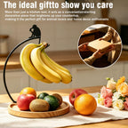 Banana Holder Stand with Wood Fruit Tray,Stand for Countertop,14.9" height Monkey