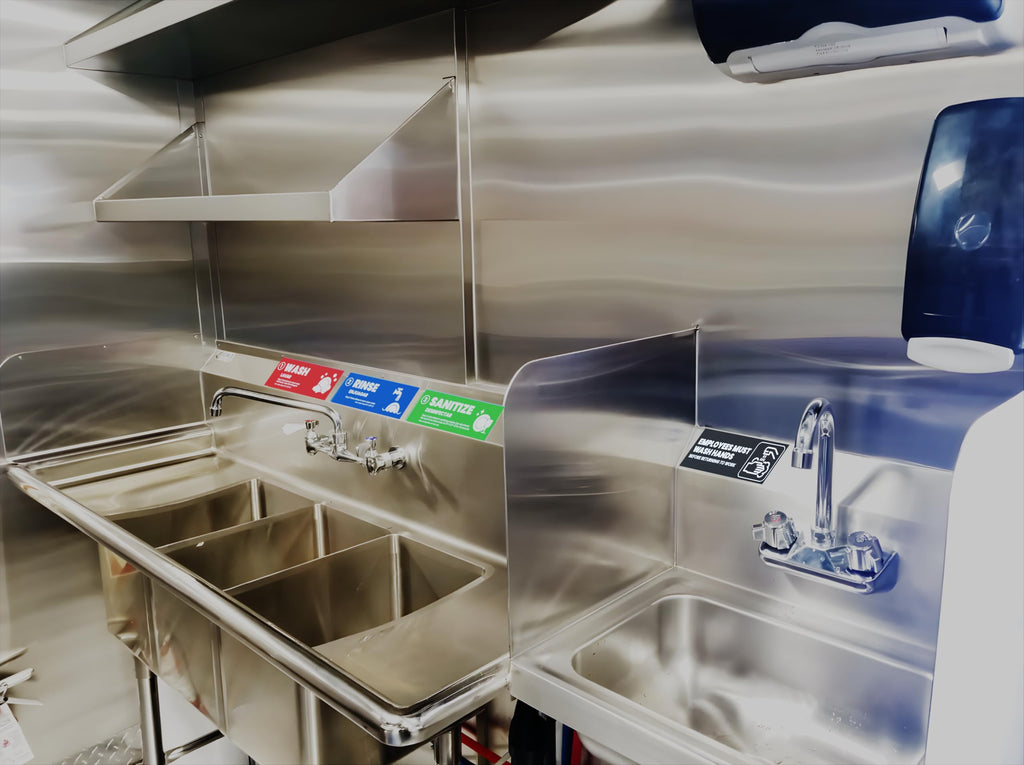 [Enhanced] Wash Rinse Sanitize Sink Labels, Hand Wash Only 5 Labels