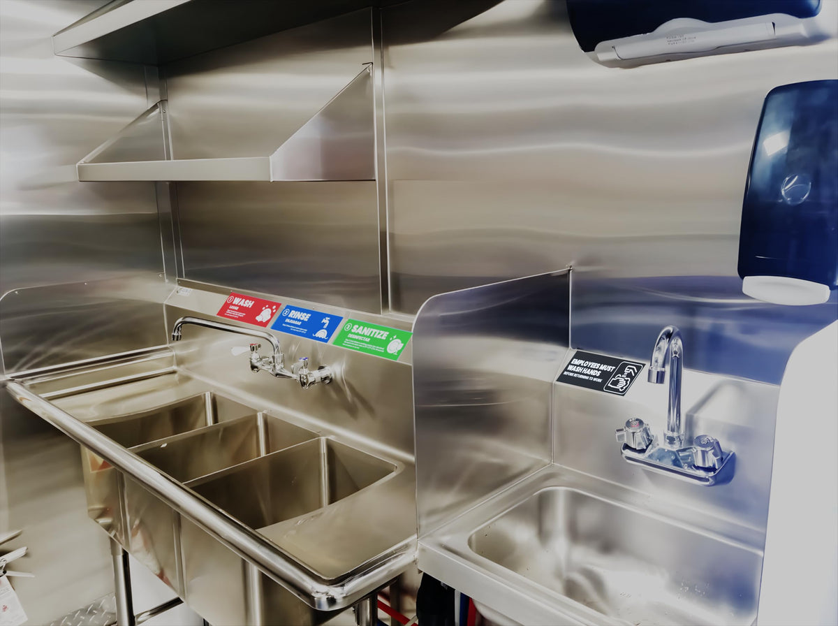 [Enhanced] Wash Rinse Sanitize Sink Labels, Hand Wash Only 5 Labels