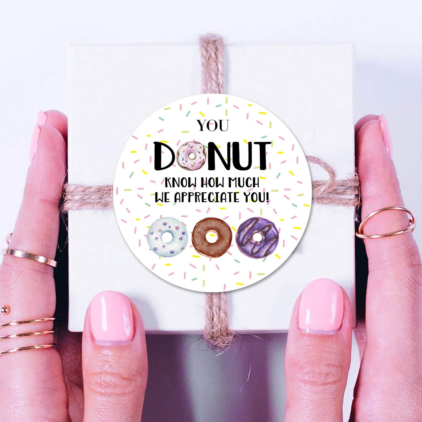 Donut Know How Much We Appreciate You Stickers, 40 2 Inch Teacher, Employee Thank You Appreciation Favor Labels