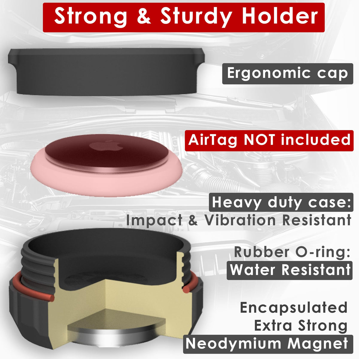 Waterproof Magnetic Holder for AirTag 1st & 2nd Gen, Moto Tag