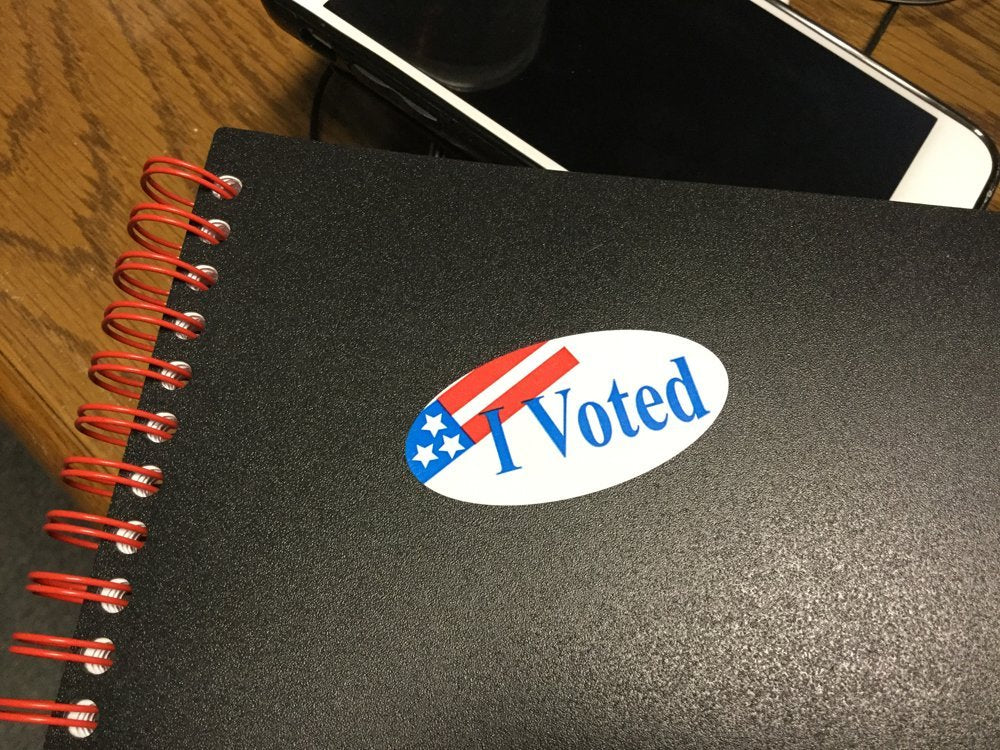 I Voted Stickers with Stars and Stripes, 500 Adhesive Labels (2" x 1")
