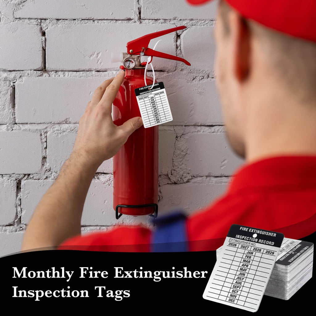 100 Pack Aluminum Fire Extinguisher Tags Monthly Inspection, 2027-2030 100