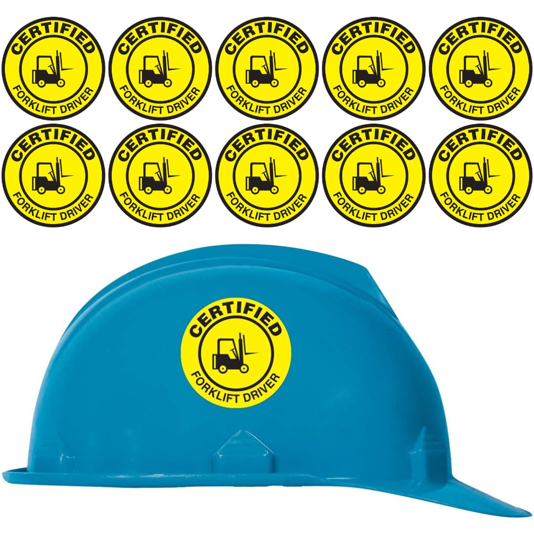 AccuformNMC Signs LHTL334 Adhesive Vinyl Hard Hat Decal Certified Forklift Driver