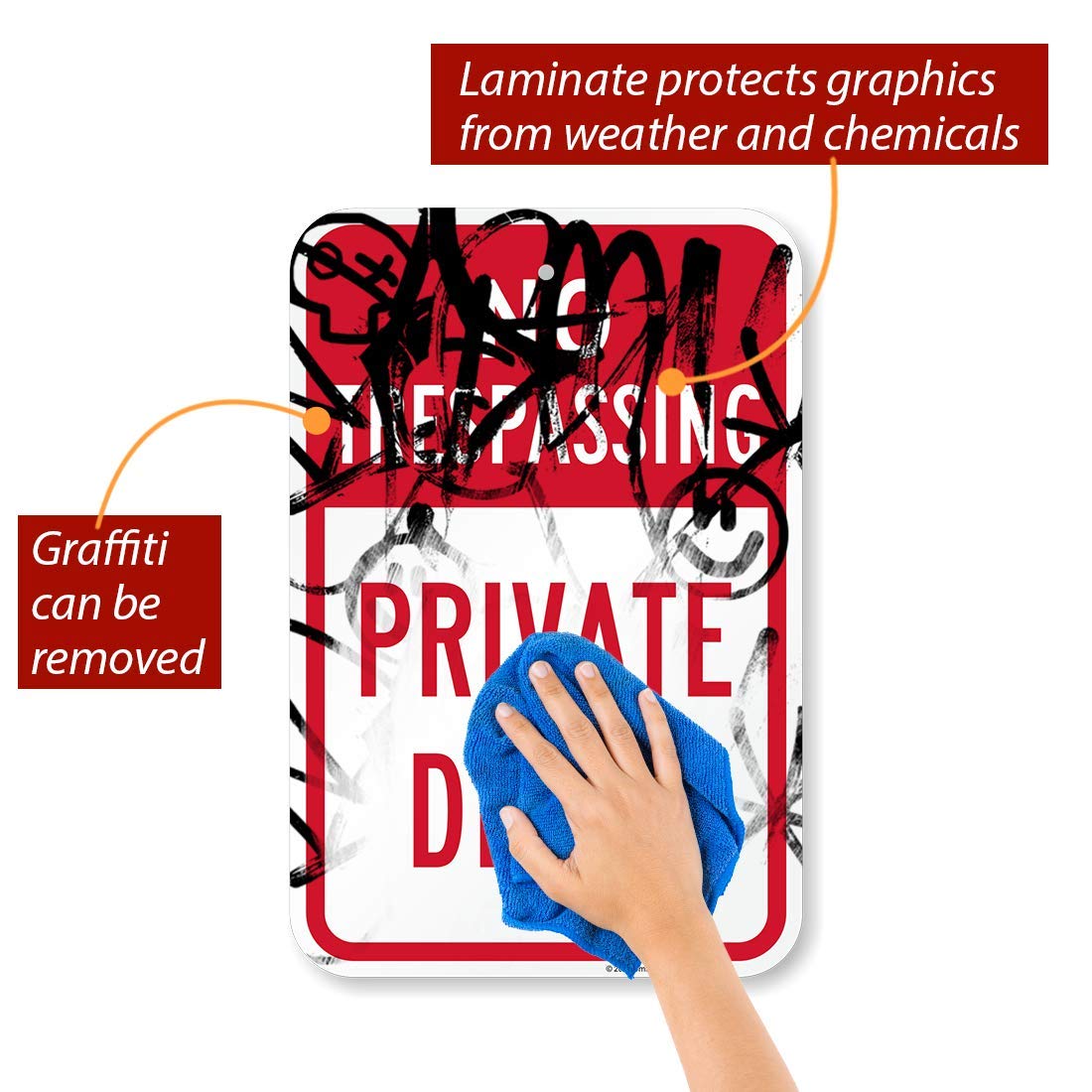 SmartSign - K-5893-AL-12x18 "No Trespassing - Private Drive" Sign | 12" x 18" Aluminum 12" x 18" Non-Reflective Aluminum