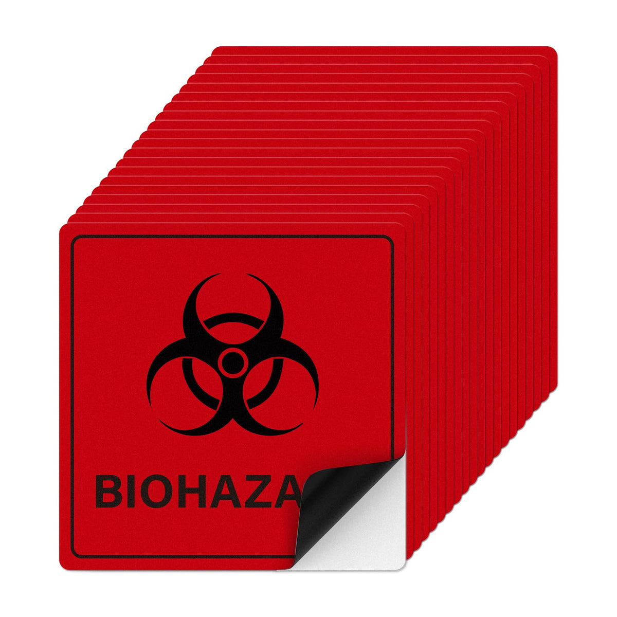 20 Pack Biohazard Warning Stickers 6" x 6" Large Red Self-Adhesive Biohazard Sign Waterproof & Tear-Resistant Safety Signs for Labs Medical Waste Hazardous Containers Facility Warning