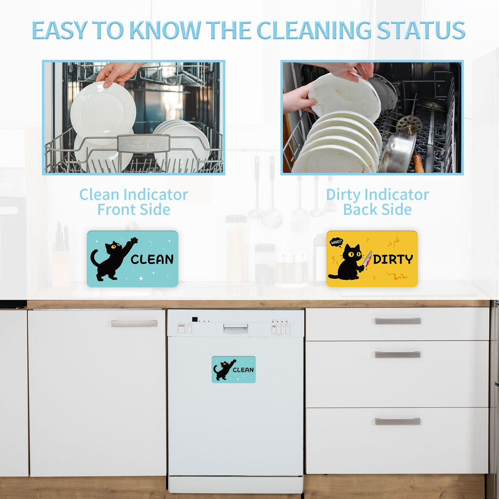 Clean Dirty Magnet for Dishwasher Black Cat