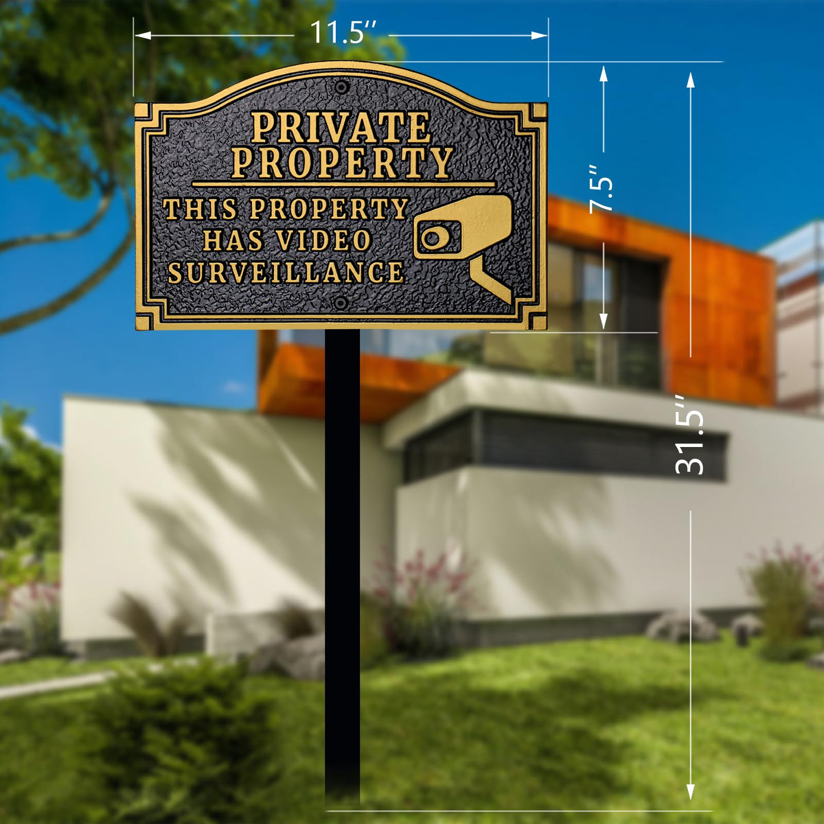 Private Property Video Surveillance Solid Cast Metal Sign